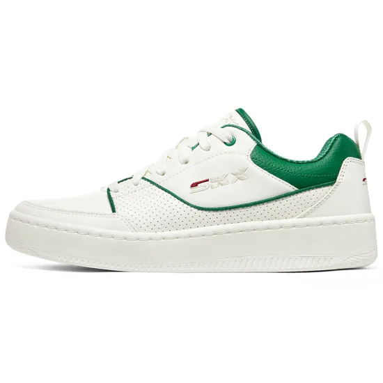Skechers Sport Court 92 Anti-Slip Wear-Resistant Low-Top Skateboard Shoes Men's White Green