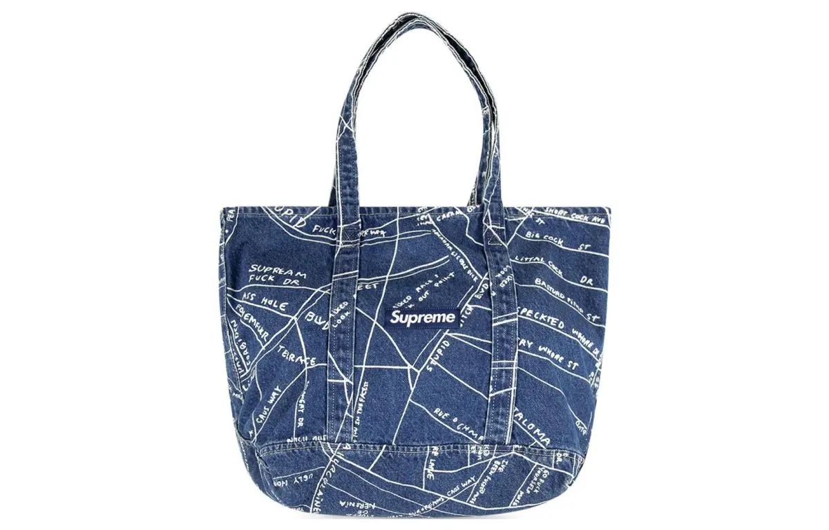 Supreme Cotton Tote Bag, Shopping Bag, Handbag Regular Men's Denim Blue