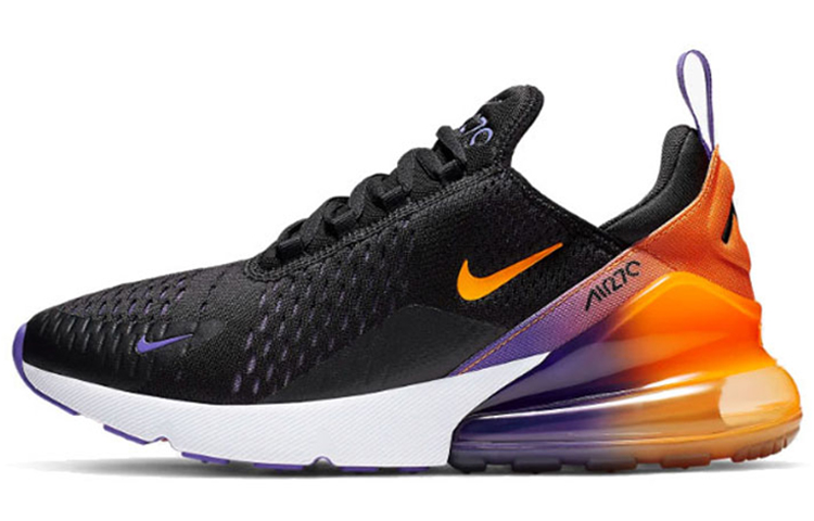 Nike Air Max 270 Retro Fabric Shock Absorbing Balance Low Top Casual Running Shoes Men and Women Black Purple Orange
