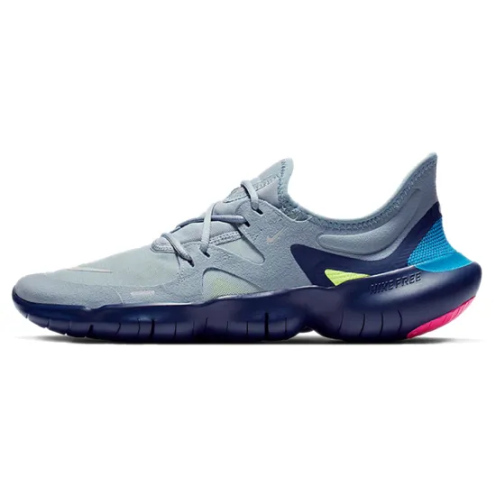 Nike Free RN 5.0 Running Shoes Men Low-top Navy Blue/fluorescent Yellow/silver