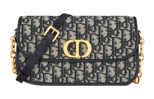 DIOR 30 Montaigne Oblique Printed Fabric Shoulder Bag, Crossbody Bag Small Women's Blue