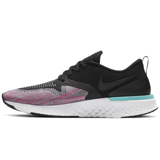 Nike Odyssey React 2 Flyknit Black Hyper Jade Ember Glow Women's