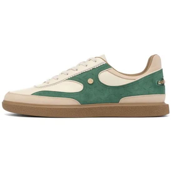 LI-NING 1990 Clouds Skateboard Shoes Men Low-Top Beige Green