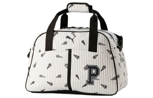 PUMA Polyester Boston Bag, Handbag, Shoulder Bag, Crossbody Bag, Travel Bag Regular Unisex White