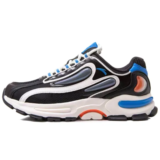 ANTA Running Shoes Men Low-Top Black Ivory White/Medium Blue