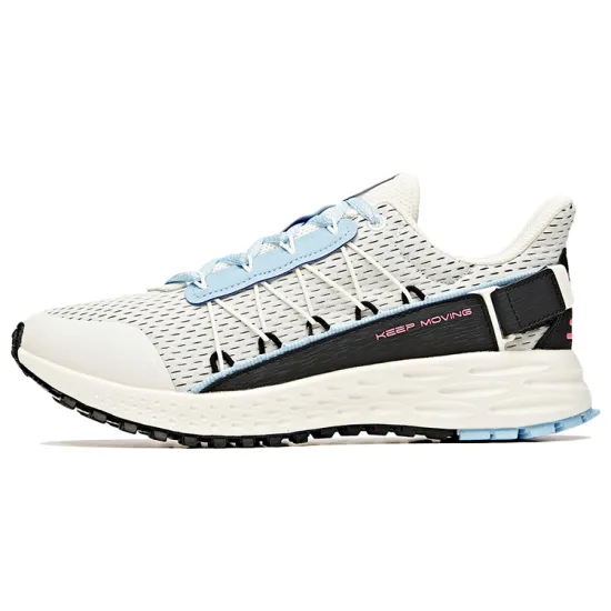 ANTA Running Shoes Women's Low-Top Ivory White/Hyper Hydro Blue/Black
