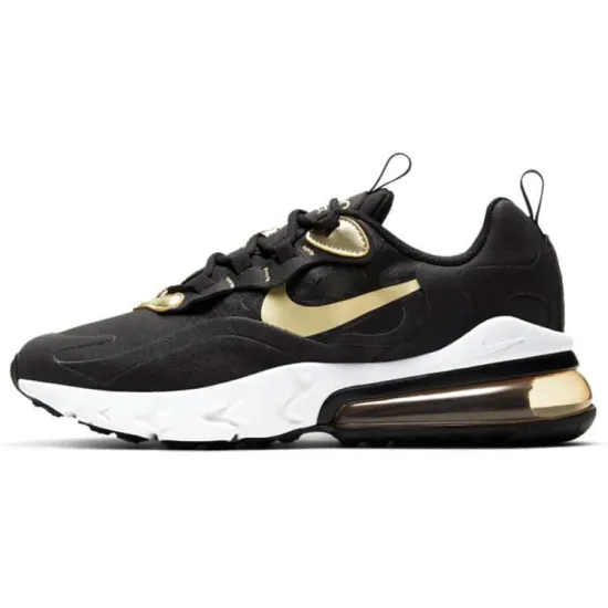 Nike Air Max 270 React Black Metallic Gold Star GS