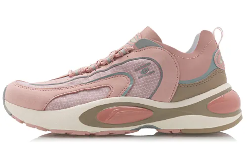 Li Ning Comfortable Textile, Synthetic Leather Cushioning Slip Resistant Support Rebound Low top Running Shoes Women's
