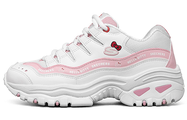 Hello Kitty x Skechers Hello Kitty Co-Bender Series Комфортная сетчатая ткань Синтетическая кожа для отдыха Беговая обувь женский розовый белый