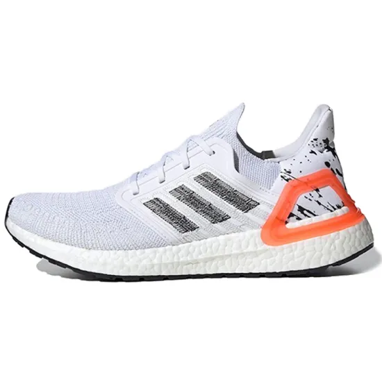 Adidas Ultra Boost 20 White Orange Heel Pattern