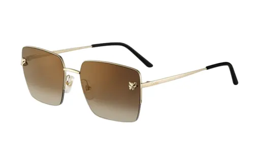 CARTIER Irregular Shape Sunglasses Unisex Gold