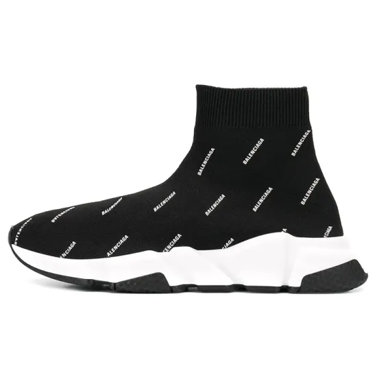 Balenciaga Speed Trainer Logo Print Black White 2020 Women's