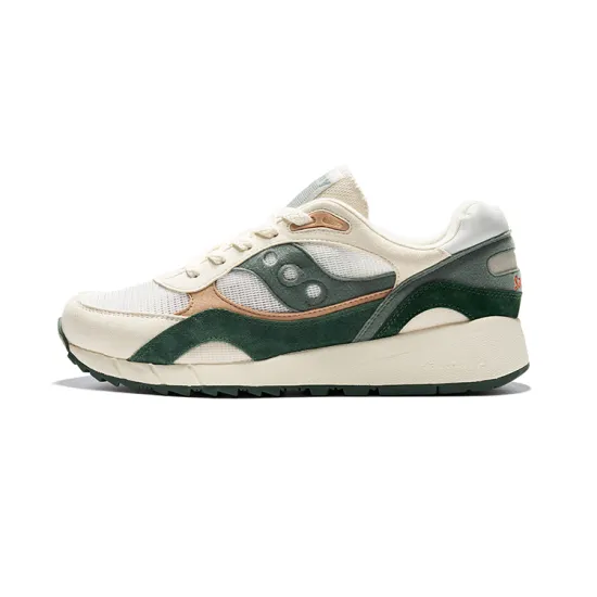 Saucony Shadow 6000 Anti Slip And Wear Resistant Height Increasing Low Top Casual Running Shoes Unisex White Green