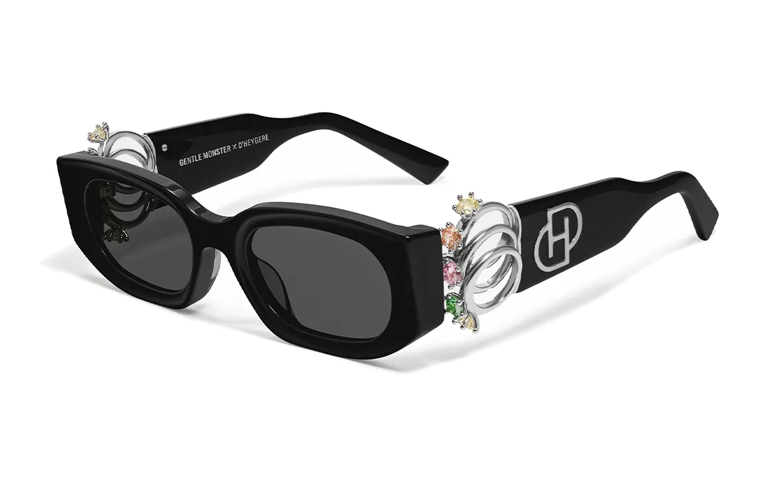 GENTLE MONSTER Plate Frame Irregular Shape Sunglasses Unisex Black