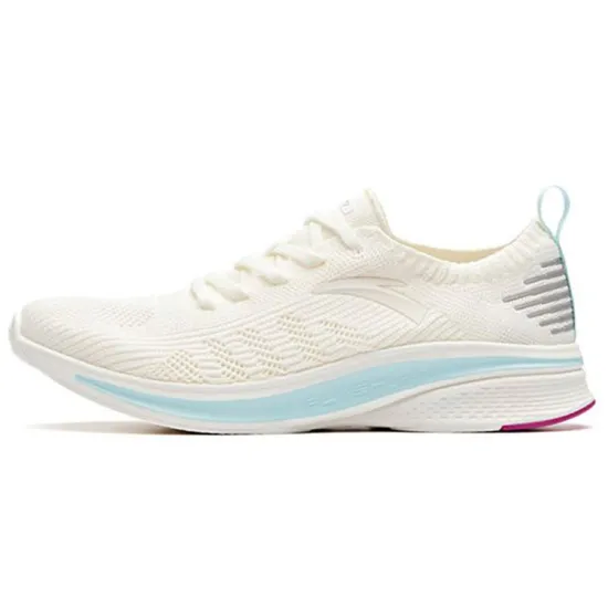 ANTA Running Shoes Women's Low-Top Ivory White/Glacier Blue