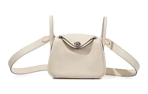 HERMES Lindy Swift Leather Handbags 19 Women's Light Gray
