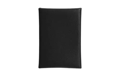 HERMES Calvi Duo Chamkila Goat Skin Card Holder Mini Women's Black