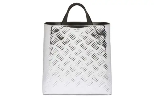 PRADA Leather Tote Bag, Shopping Bag, Handbag Regular Men's Silver