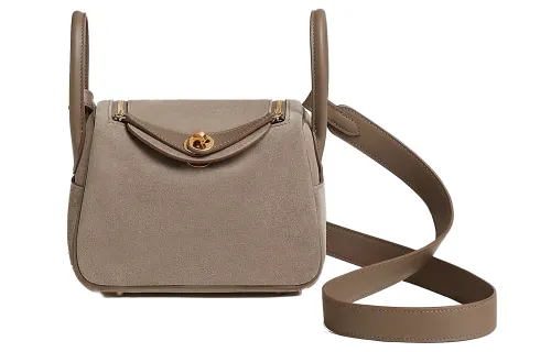HERMES Lindy Grizzly & Swift Calfskin Handbags 19 Women's Gravel Gray & Elephant Gray