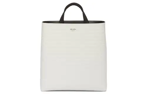 PRADA Leather Tote Bag, Shopping Bag, Handbag Regular Men's White