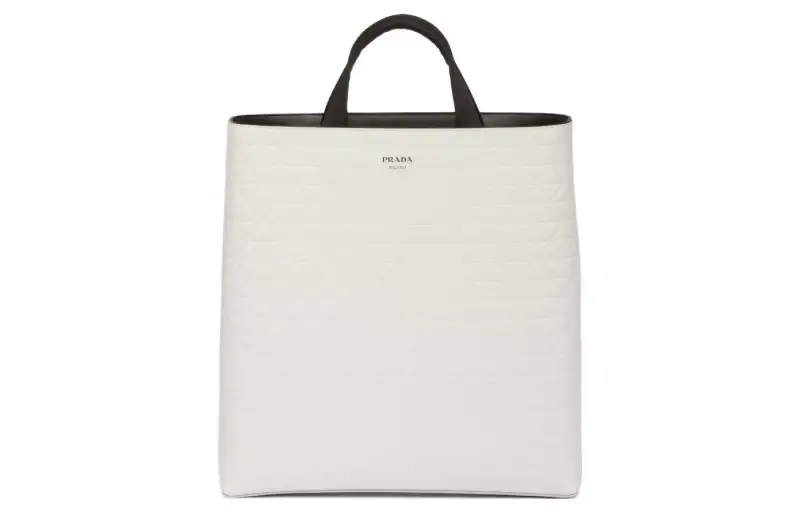 PRADA Leather Tote Bag, Shopping Bag, Handbag Regular Men's White