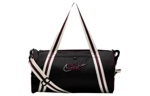 Nike Heritage Polyester Recycled Material Portable One Shoulder Crossbody Gym Bag Large Unisex Black & Red