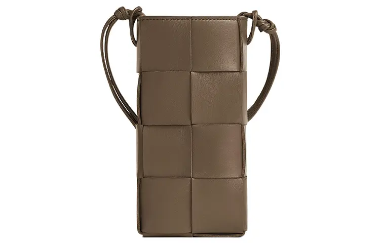 Bottega Veneta CASSETTE Sheepskin With Cow Leather One Shoulder Crossbody Cell Phone Pouch Women's Taupe