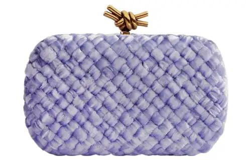Bottega Veneta Velvet Golden Mouth Bag Evening Clutch Bag Regular Women's Light Purple