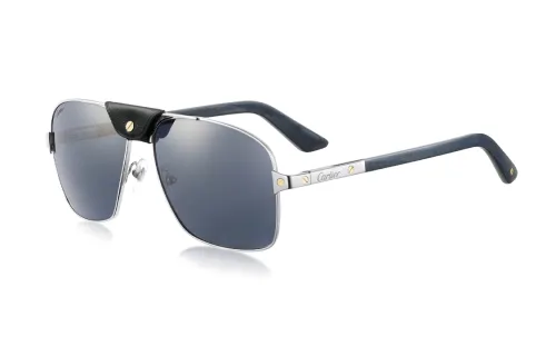 CARTIER Metal Irregular Shape Sunglasses Unisex Blue
