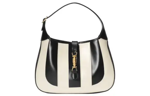 GUCCI Jackie 1961 Leather Crescent Shoulder Bag Shoulder Bag Medium Women's Black/White