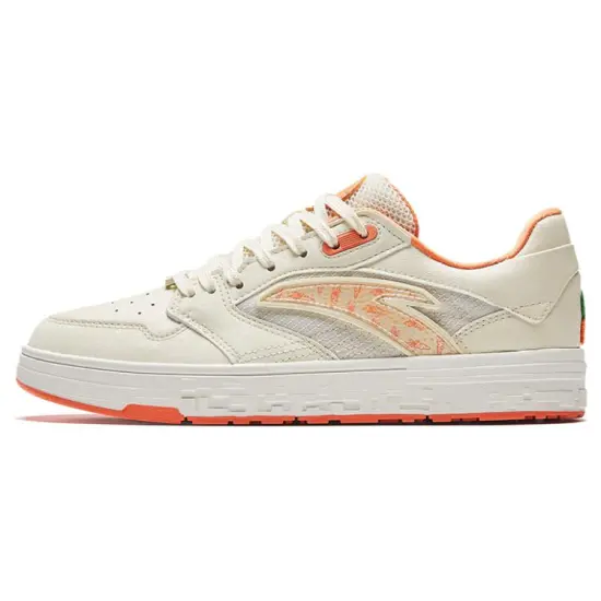 Anta Street Naughty Carrot Slip Resistant Cushioning Low Top Skateboard Shoes Women's White Orange
