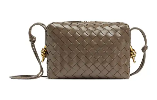 Bottega Veneta Loop Lambskin Camera Bag, Shoulder Bag, Crossbody Bag Small Women's Taupe