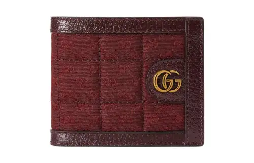 GUCCI Canvas With Leather Wallet Mini Women's Burgundy