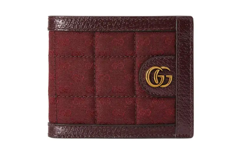 GUCCI Canvas With Leather Wallet Mini Women's Burgundy