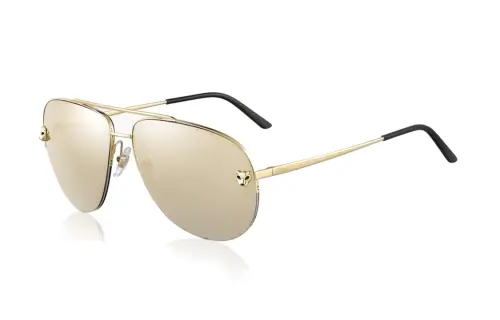 CARTIER Aviator Sunglasses Women's Gold/Black