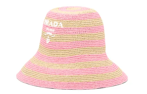 PRADA Bucket Hats Women's Tan/Petal Pink
