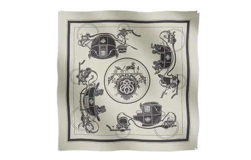HERMES Patterned Print Scarves Unisex Beige