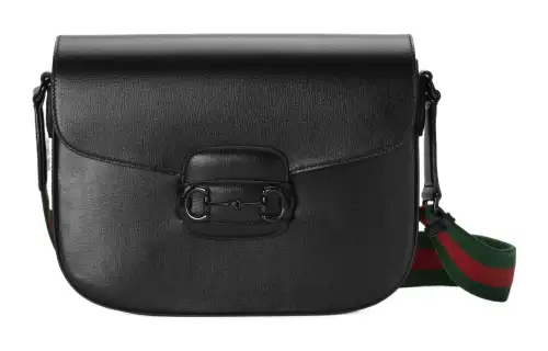 GUCCI Horsebit 1955 Leather Messenger Bag, Crossbody Bag, Shoulder Bag Men's Black