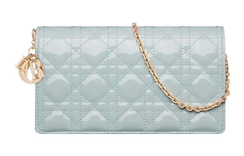 DIOR Lady Dior Calfskin 3 in 1, With Independent Card Holder, Coin Purse, One Shoulder, Crossbody Clutch Women's Blue