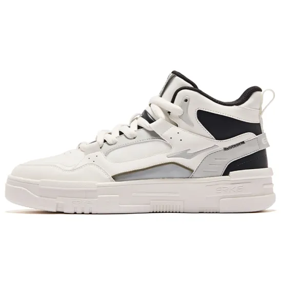 Erke Compact 2.0 Skateboard Shoes Men High-Top Microcrystal White/Mist Gray