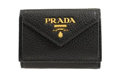 PRADA Cow Leather Wallet Women's Black