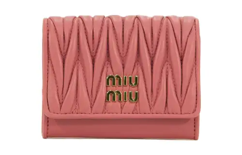 MIU MIU Quilting Soft Leather Card Holder, Wallet Women's Dark Pink