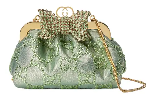 GUCCI Brocade Fabric Clutch Regular Women's Green