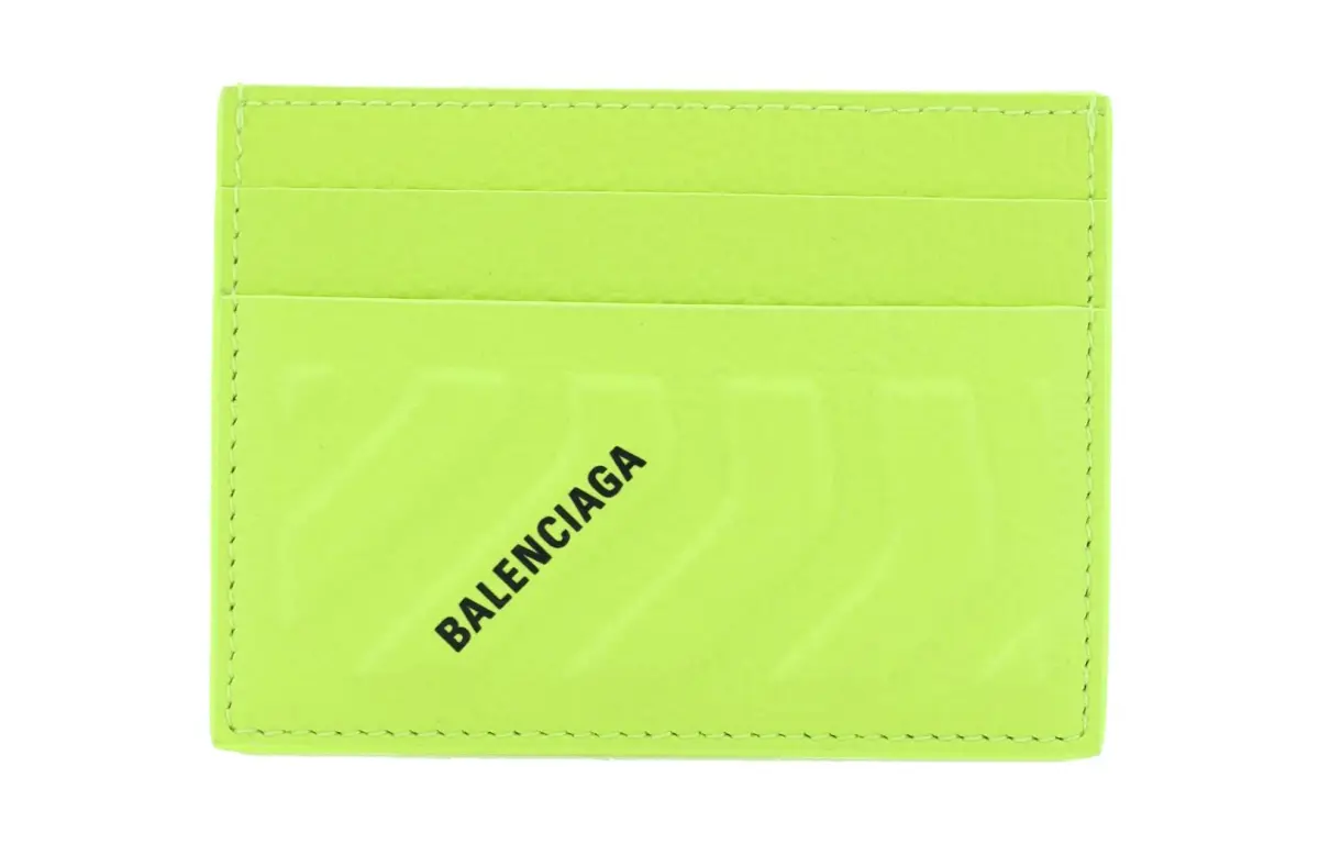 Balenciaga Calfskin Card Holder Card Holder Men's Neon Yellow
