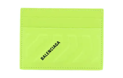 Balenciaga Calfskin Card Holder Card Holder Men's Neon Yellow