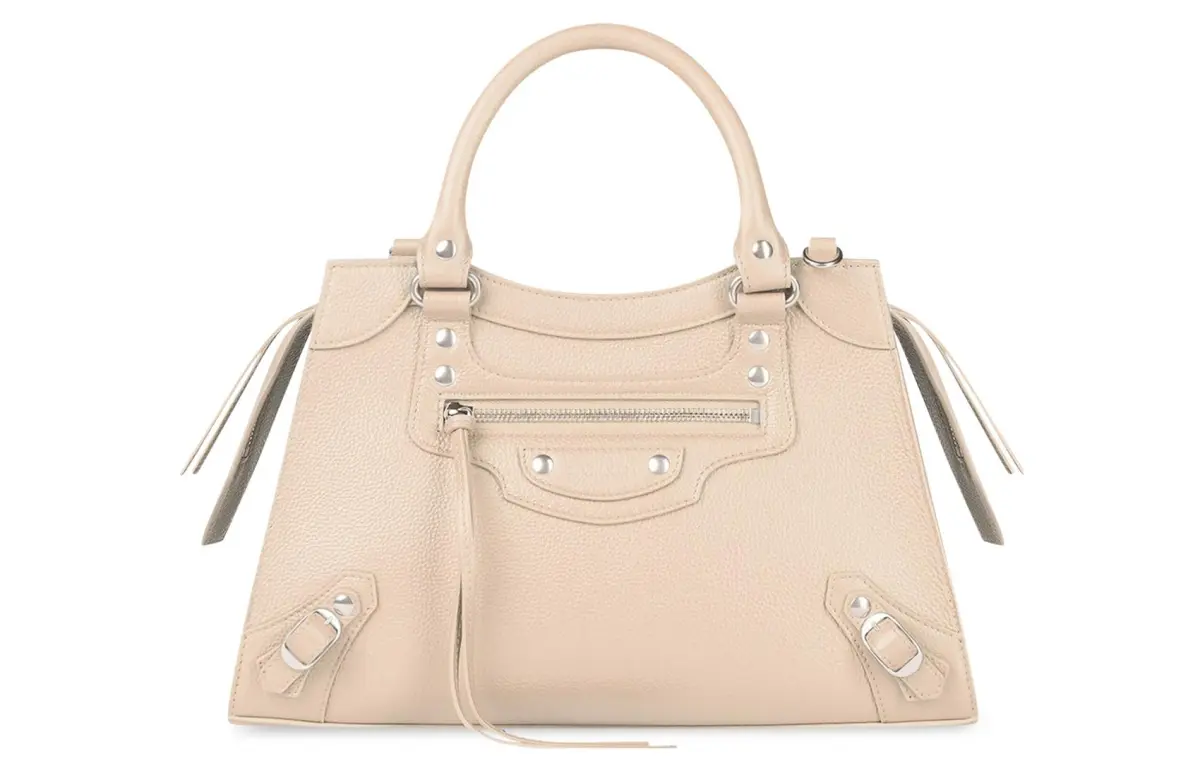 Balenciaga Neo Classic Calfskin One Shoulder Crossbody Handbags Women's Light Beige