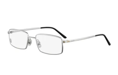 CARTIER Core Range Metal Irregular Shape Eyeglass Frames Men's Silver