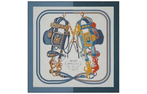 HERMES Brides De Gala Shawls Unisex Blue