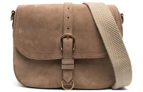buckle-detail suede crossbody bag
