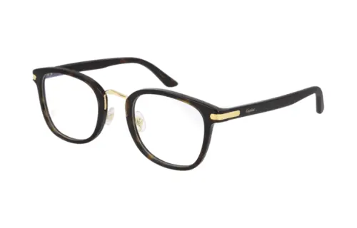 CARTIER Plate And Metal Irregular Shape Eyeglass Frames Unisex Black